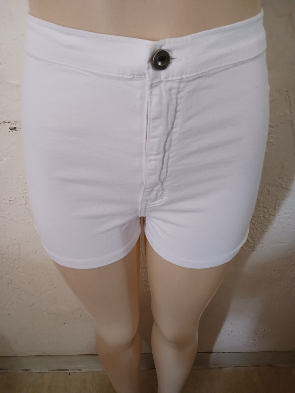 Aphrodite White High-Waist Button Front Stretch Shorts